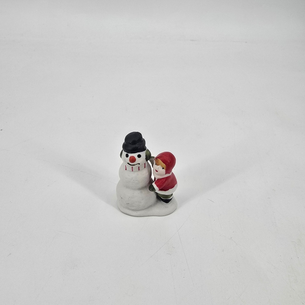 Vintage Lemax Christmas Village Child Building Snowman Figurine 2" Miniature